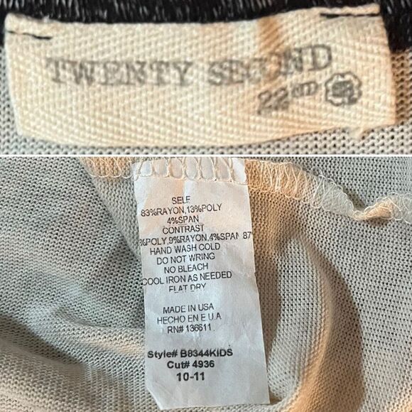 Twenty Second 22nd Long Sleeve Raglan Tee Gold Sequin Pocket Cream 10 / 11 - Picture 8 of 9